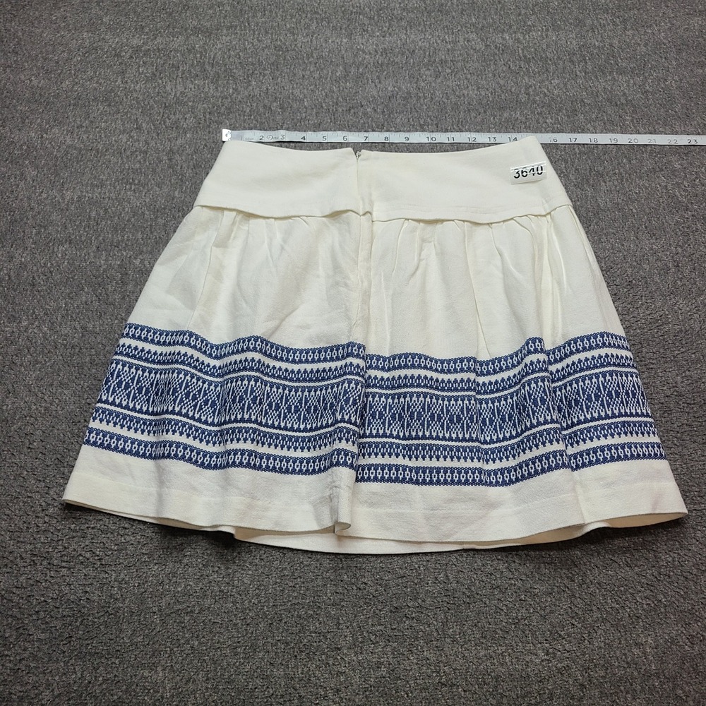 Madewell Mini Skirt Womens 4 White Blue Excellent E9967 Embroidered Cotton Boho - Picture 6 of 7